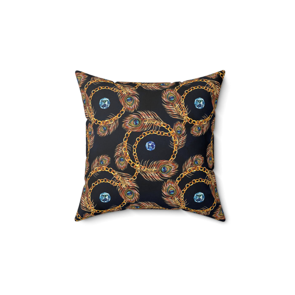 41PCF  Peacock Feather Pillow