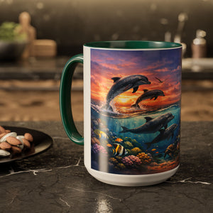 AM31  Dolphin Ocean Sunset Mug