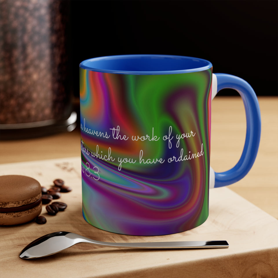 62CMSM  Colorful Marble Psalms 8:3  Mug