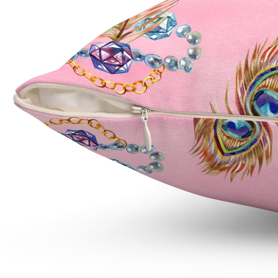 47PCF  Peacock Feather Pillow