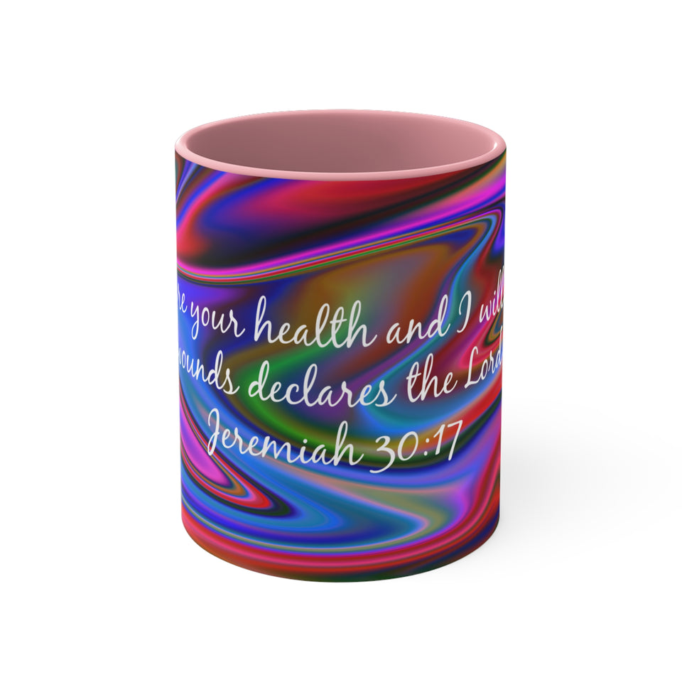 66CMSM  Colorful Marble Jeremiah 30:17 Mug