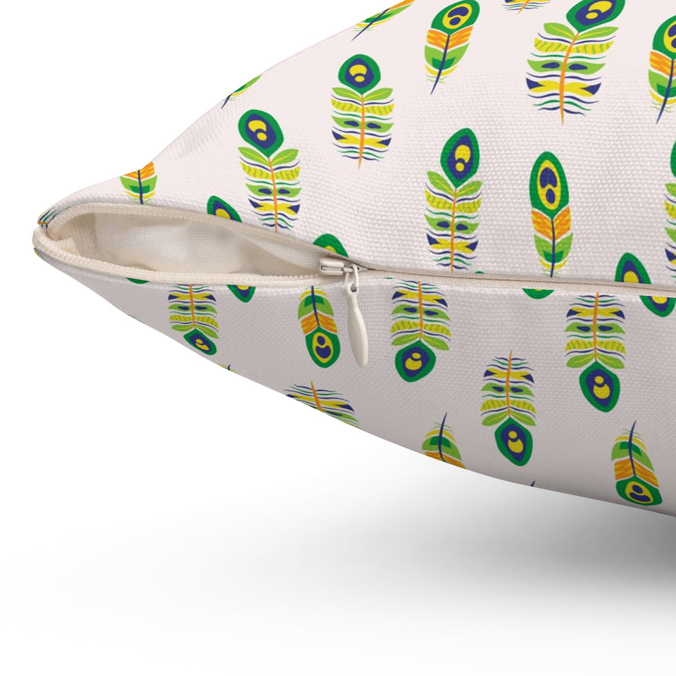 42PCF  Peacock Feather Pillow