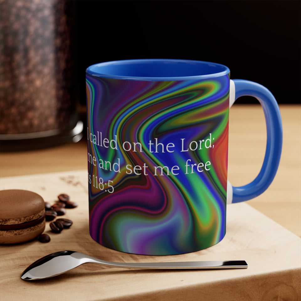 25CMSM  Colorful Marble Psalms 118:5 Mugs