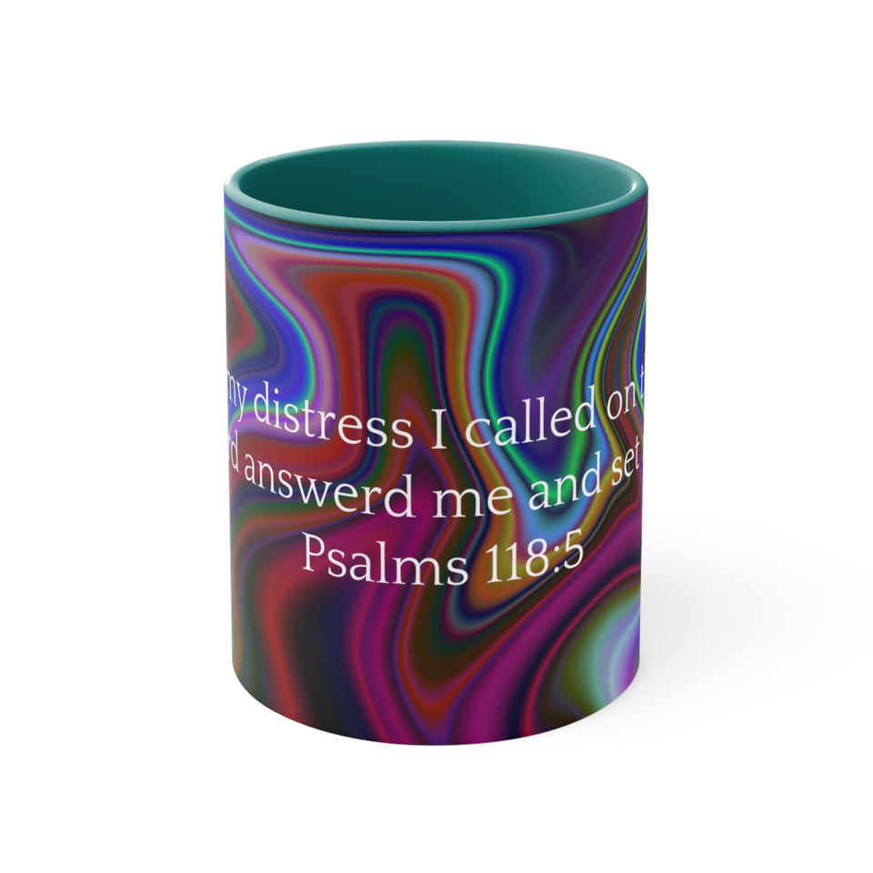 25CMSM  Colorful Marble Psalms 118:5 Mugs