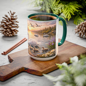 AM23  Swan Family Sunset Mug