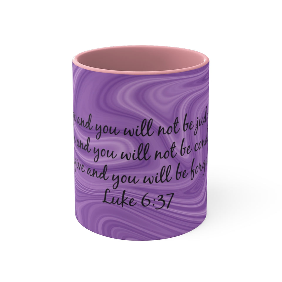 10CMSM  Colorful Marble and Luke 6:37 Mug