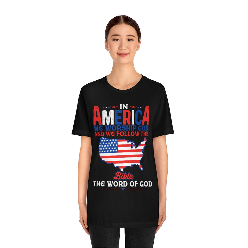 2USAR  In America We Worship God t shirt
