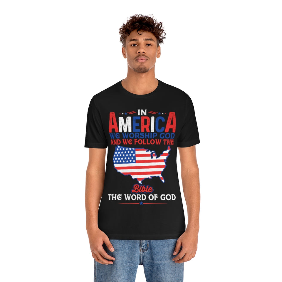 2USAR  In America We Worship God t shirt